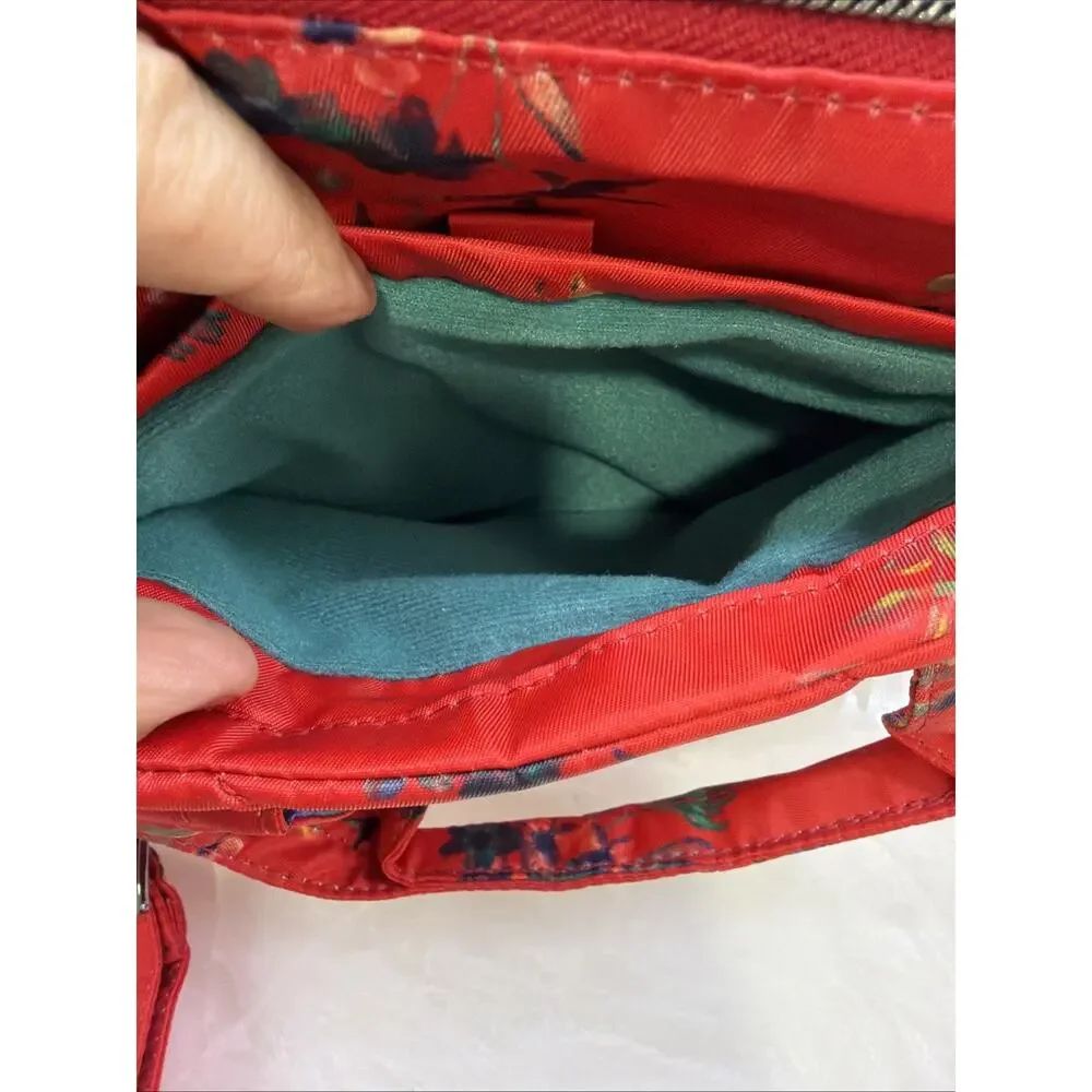 Lug Dory Mini Crossbody Bag Bouquet Red Floral Top Handle Travel Purse NWOT
